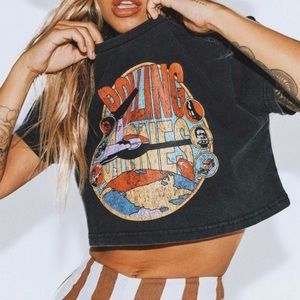 Rolling Stones M Black Crop Tee